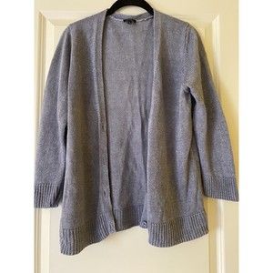 Talbots  Blue/Grey  100% Linen Cardigan Sweater Sz Large
